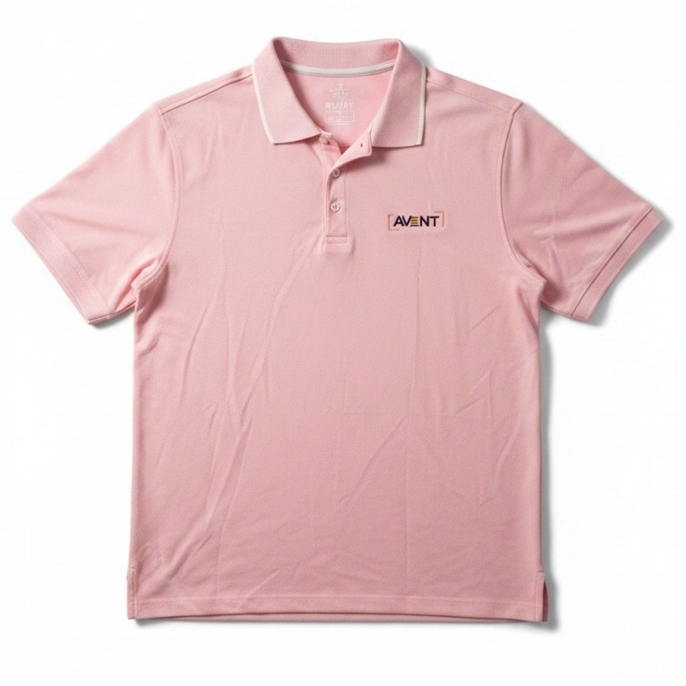 Rugby University Pink‎ Polo, Short Sleeve Avant Logo Shirt, Men's Size Large